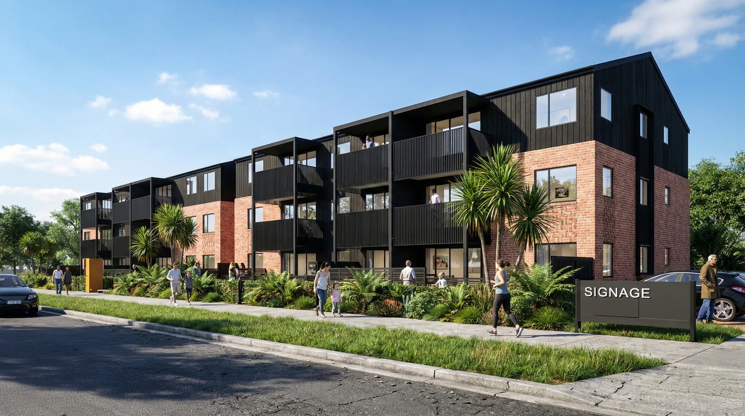 Bader Drive Apartments Modern Apartments Construkt Architects Auckland Corner Perspective