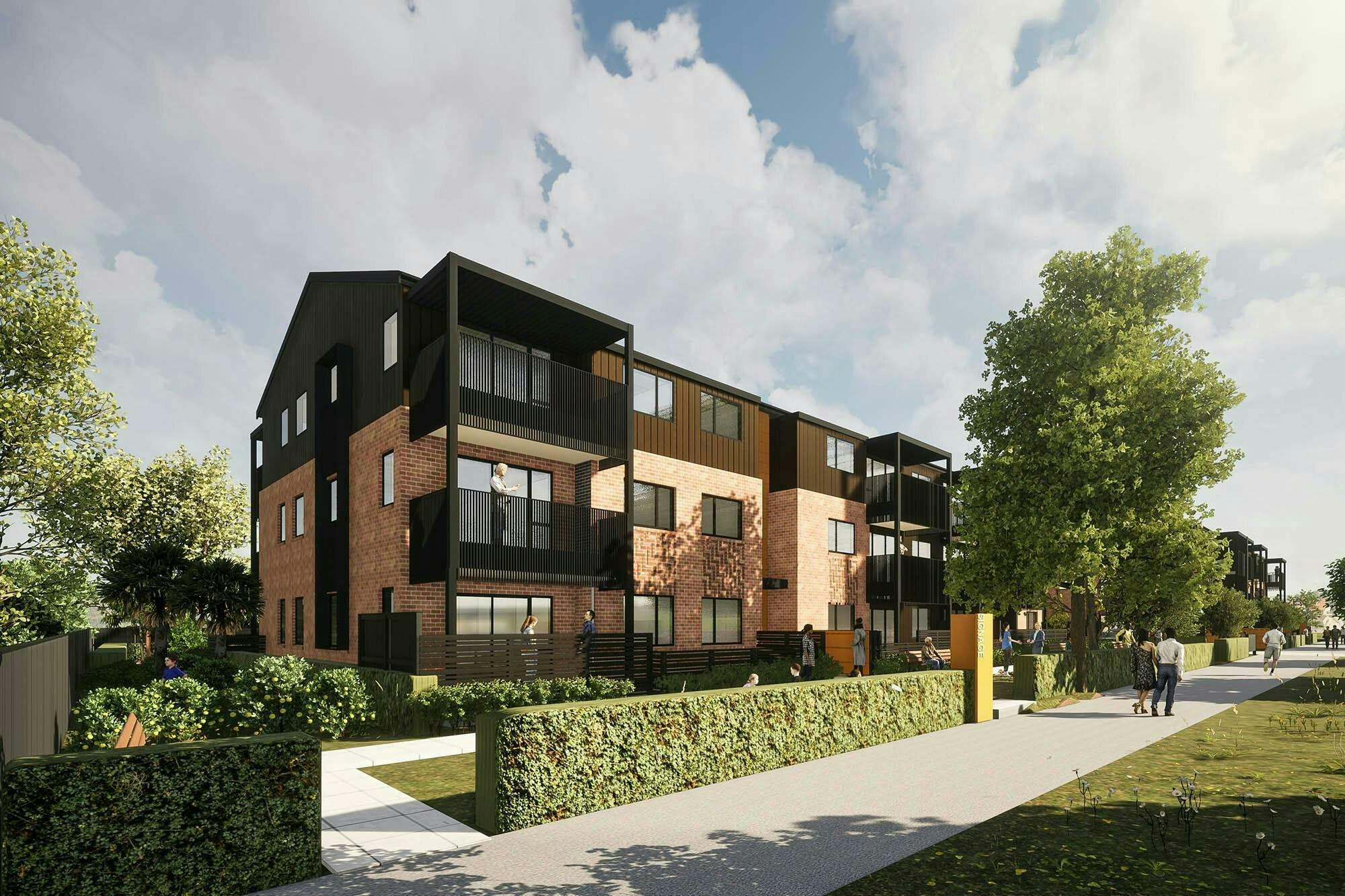 Bader Drive Apartments Modern Apartments Construkt Architects Auckland Footpath View