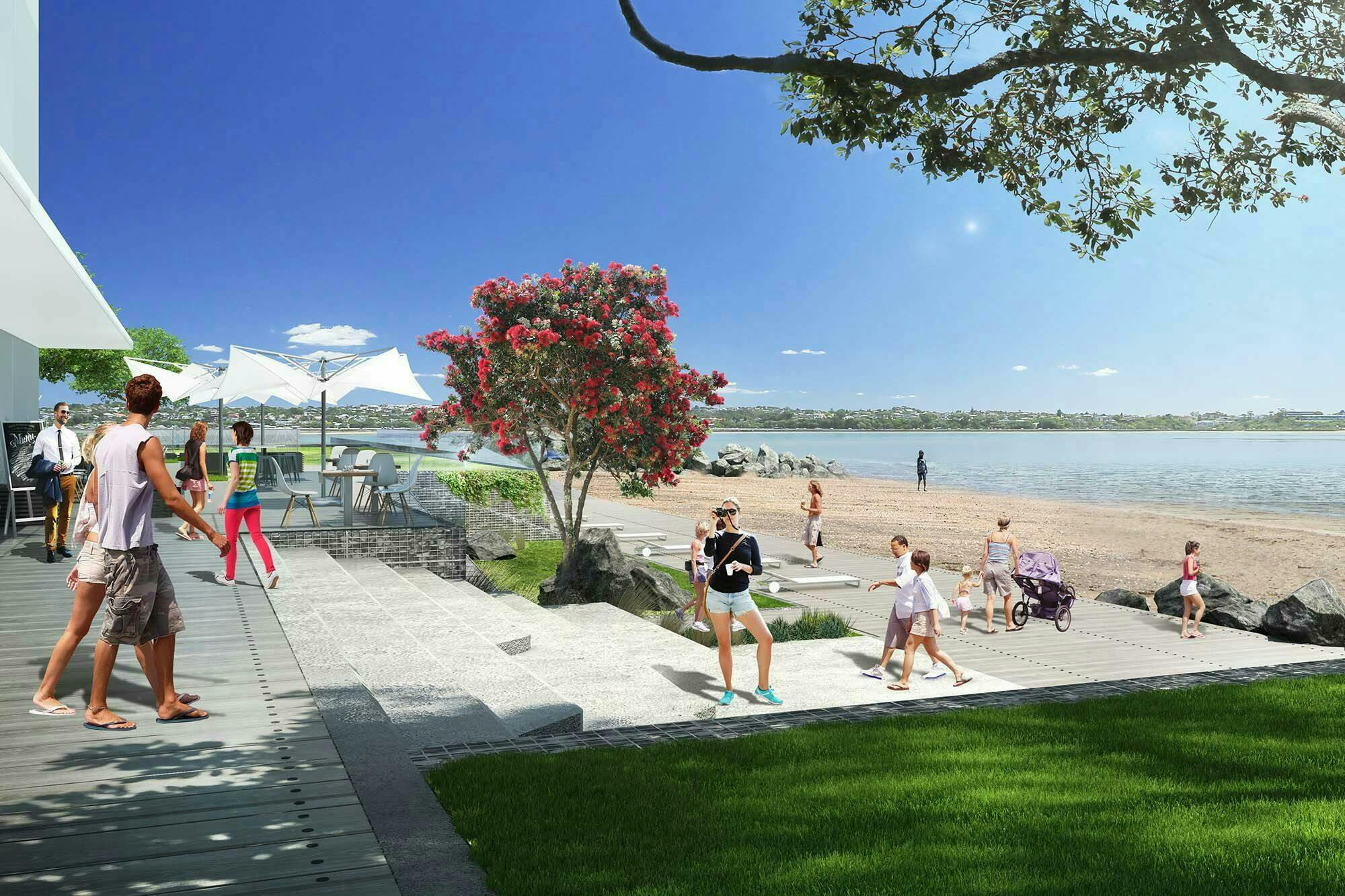 Bayswater Marina Residential Development Masterplanning Construkt Architects Auckland cafe