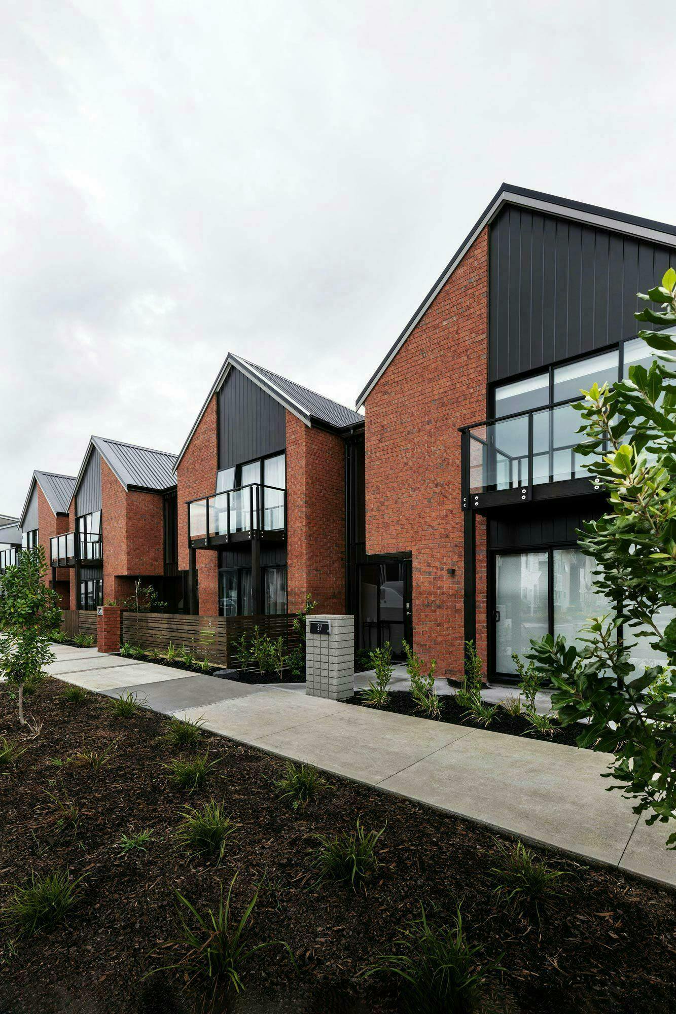 Buckley A Precinct Superlot BA29 Terraces Multi unit Construkt Architects Auckland Footpath Vegetation