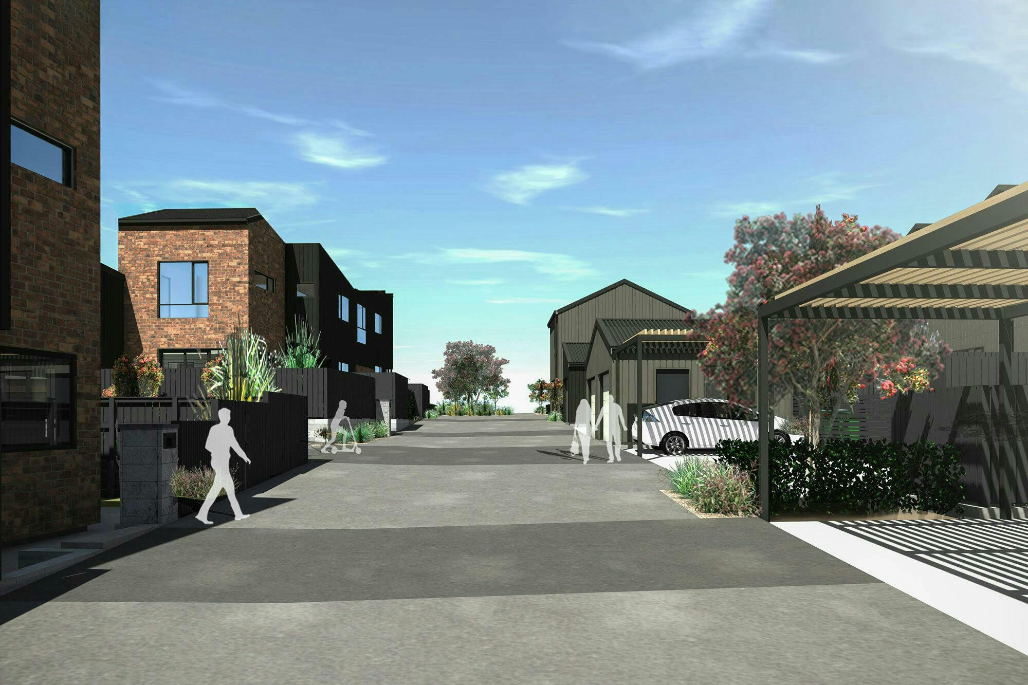 Buckley A Precinct Superlot BB15 Modern Terraces Construkt Architects Auckland Driveway