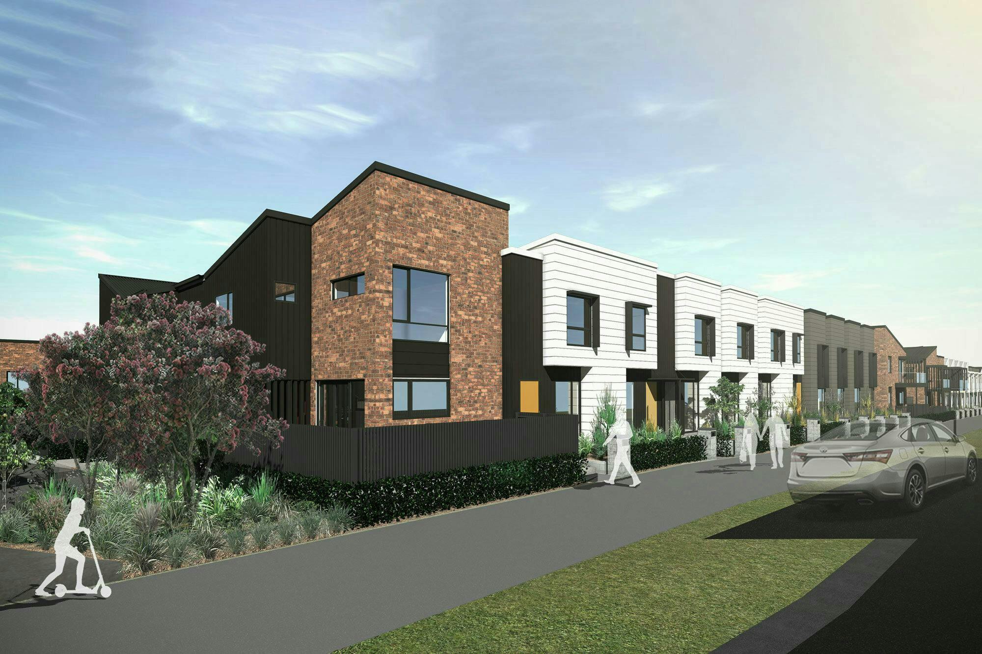 Buckley A Precinct Superlot BB15 Modern Terraces Construkt Architects Auckland Footpath