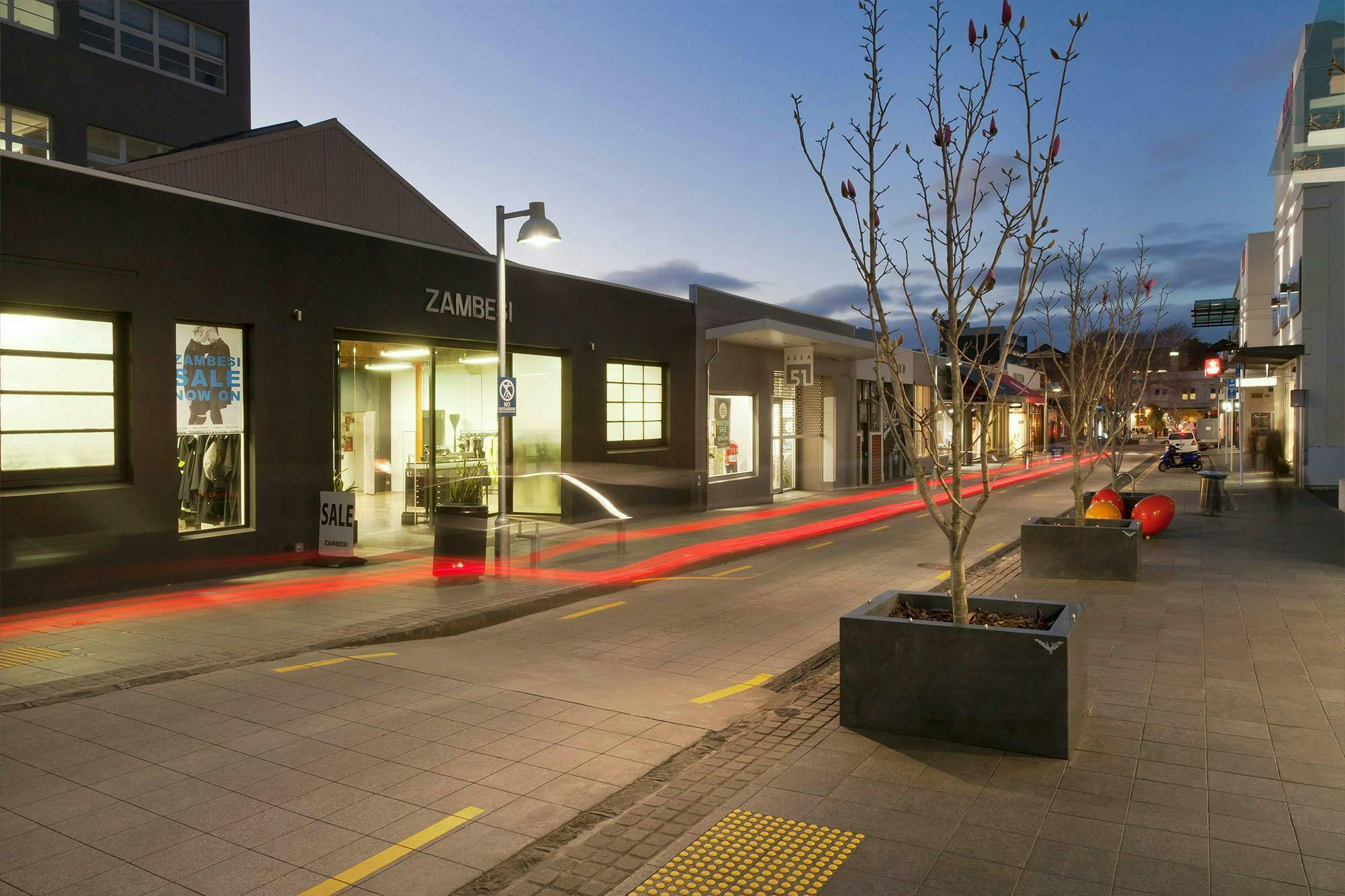 Hayes Foundry Regeneration Retail Construkt Architects Auckland Car lights motion effect