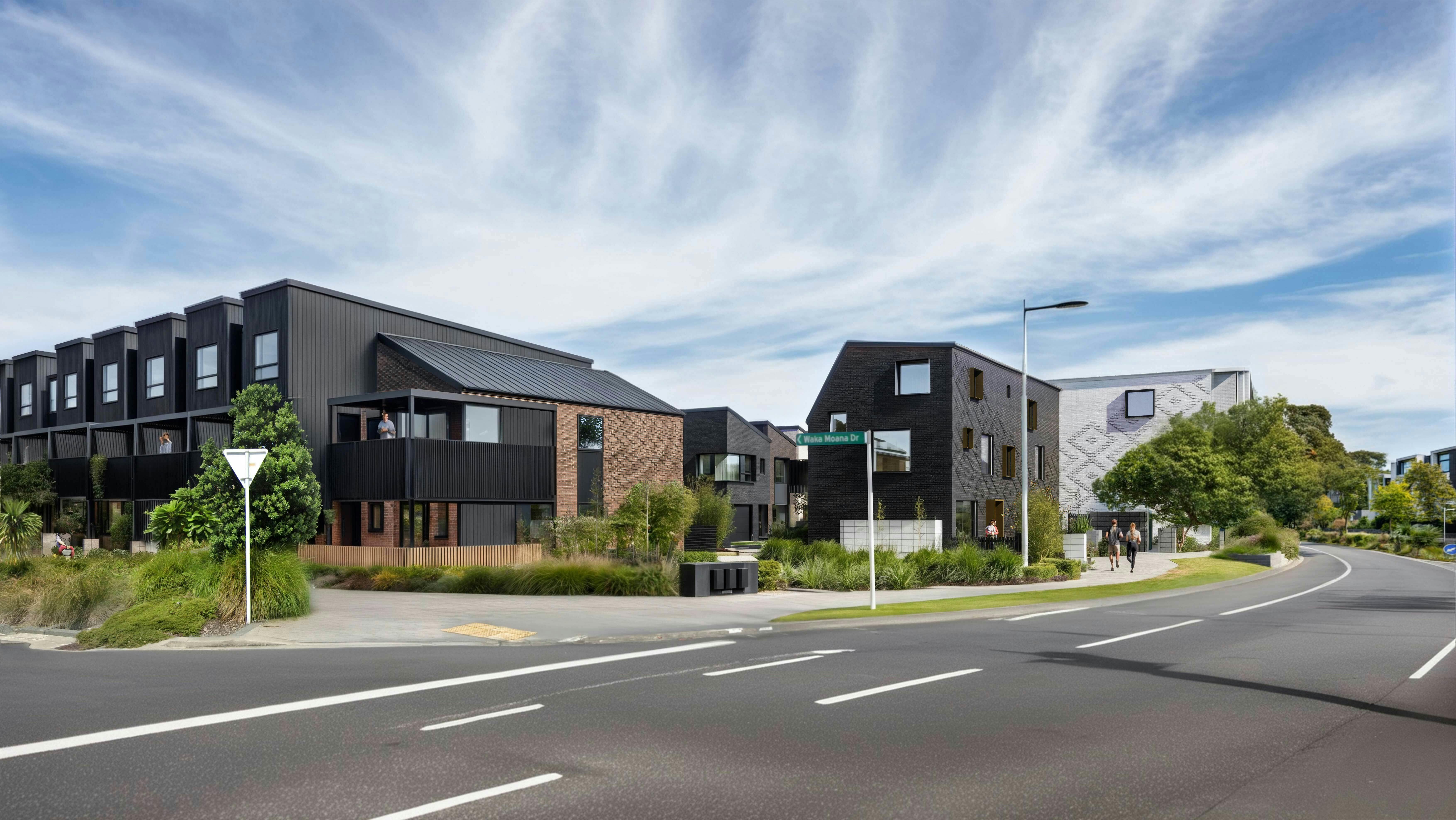 Kokowai Modern Terrace Homes Construkt Architects Auckland Street View 2