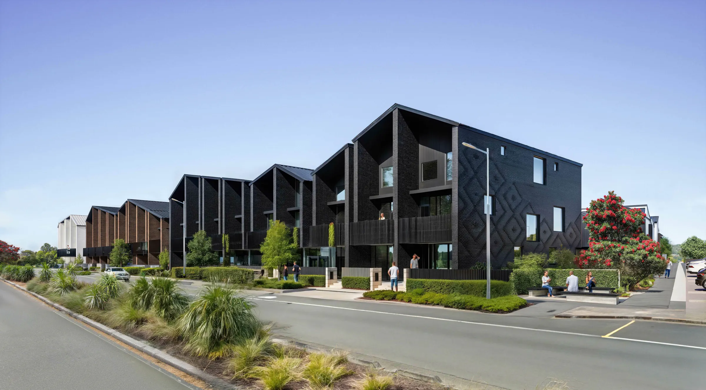 Kokowai Modern Terrace Homes Construkt Architects Auckland Street View