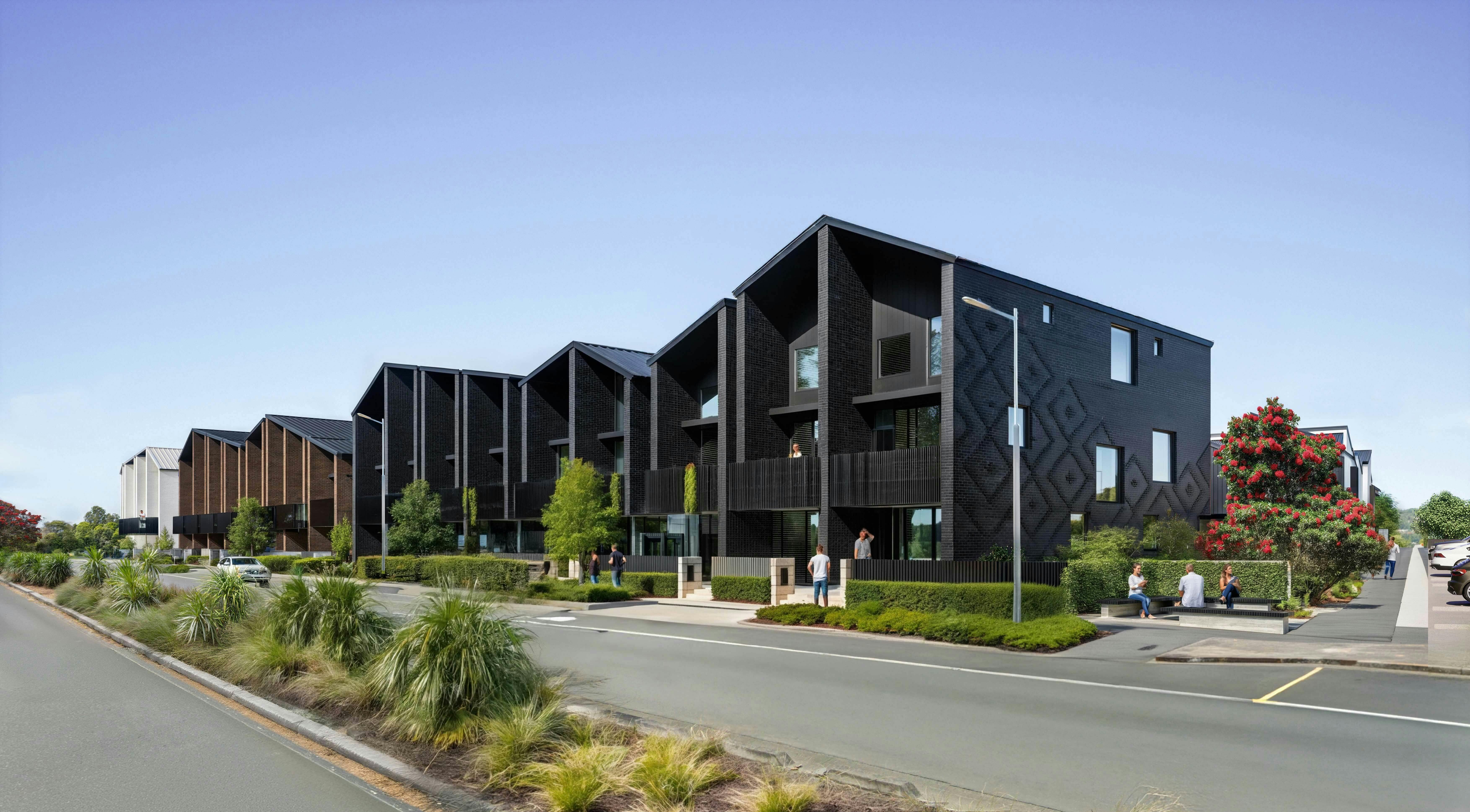 Kokowai Modern Terrace Homes Construkt Architects Auckland Street View