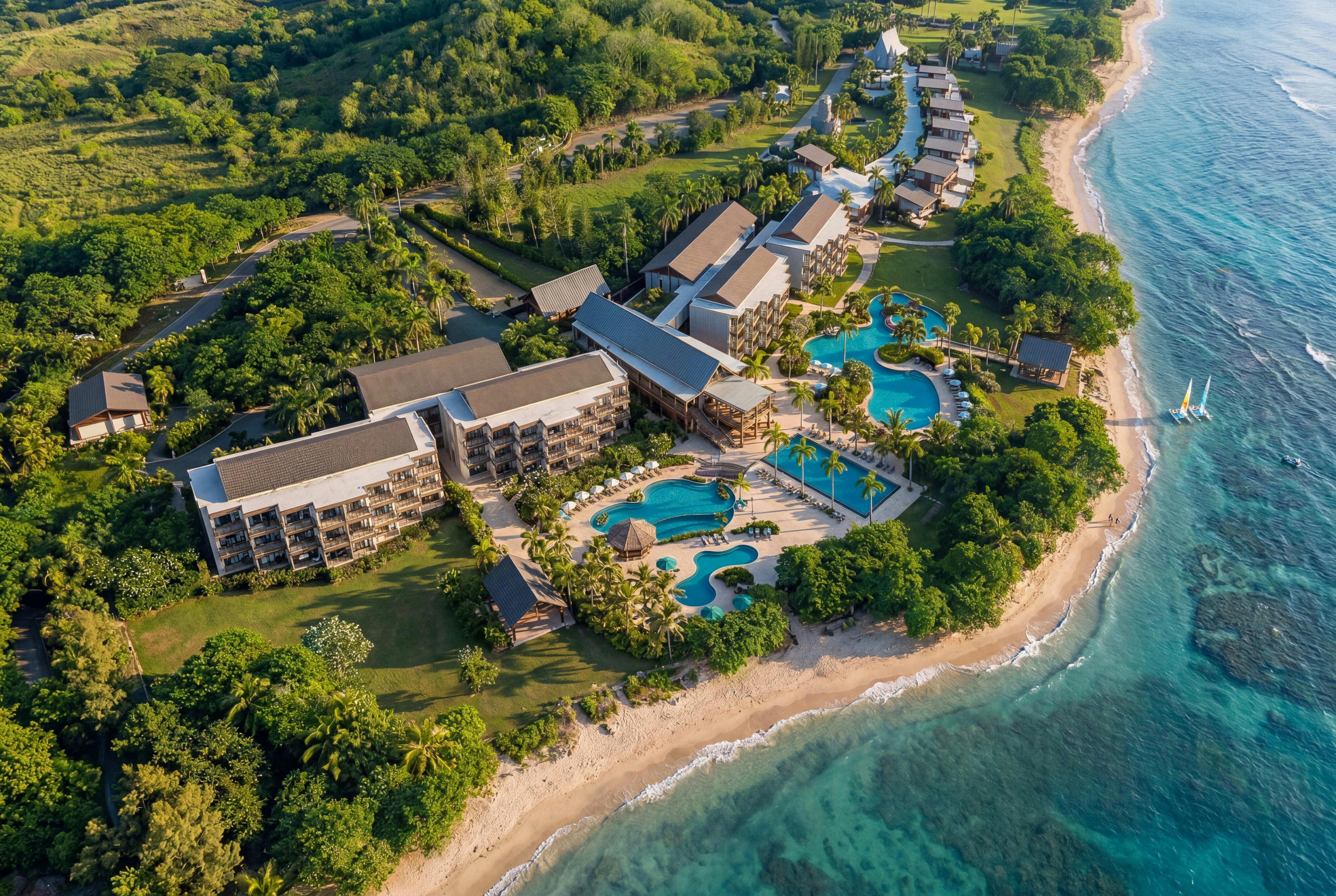 Lee Island Resort Resort Architecture Construkt Architects Auckland Drone Shot 2