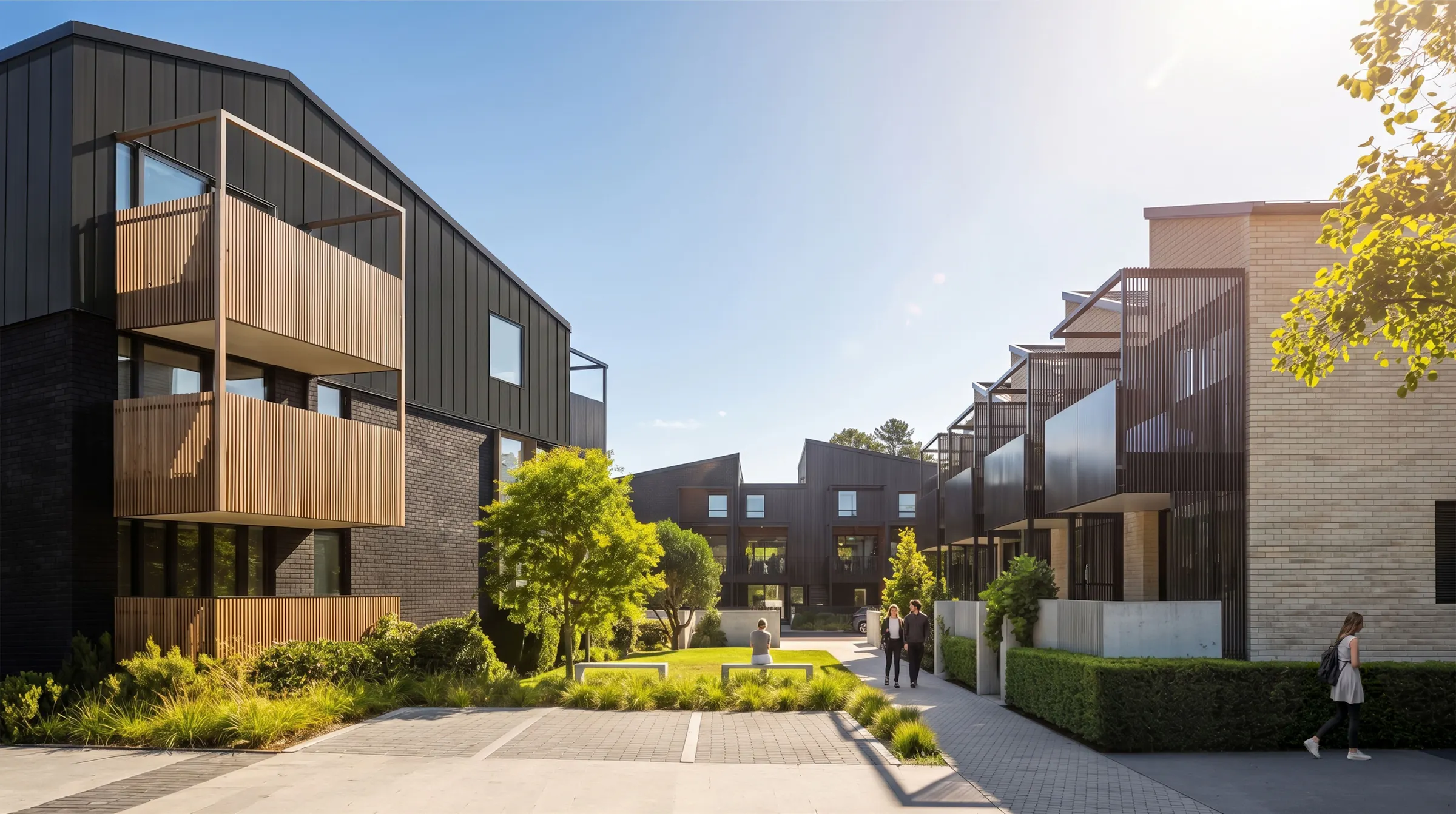 River Block Project1 Medium Density Housing Construkt Architects Auckland Courtyard