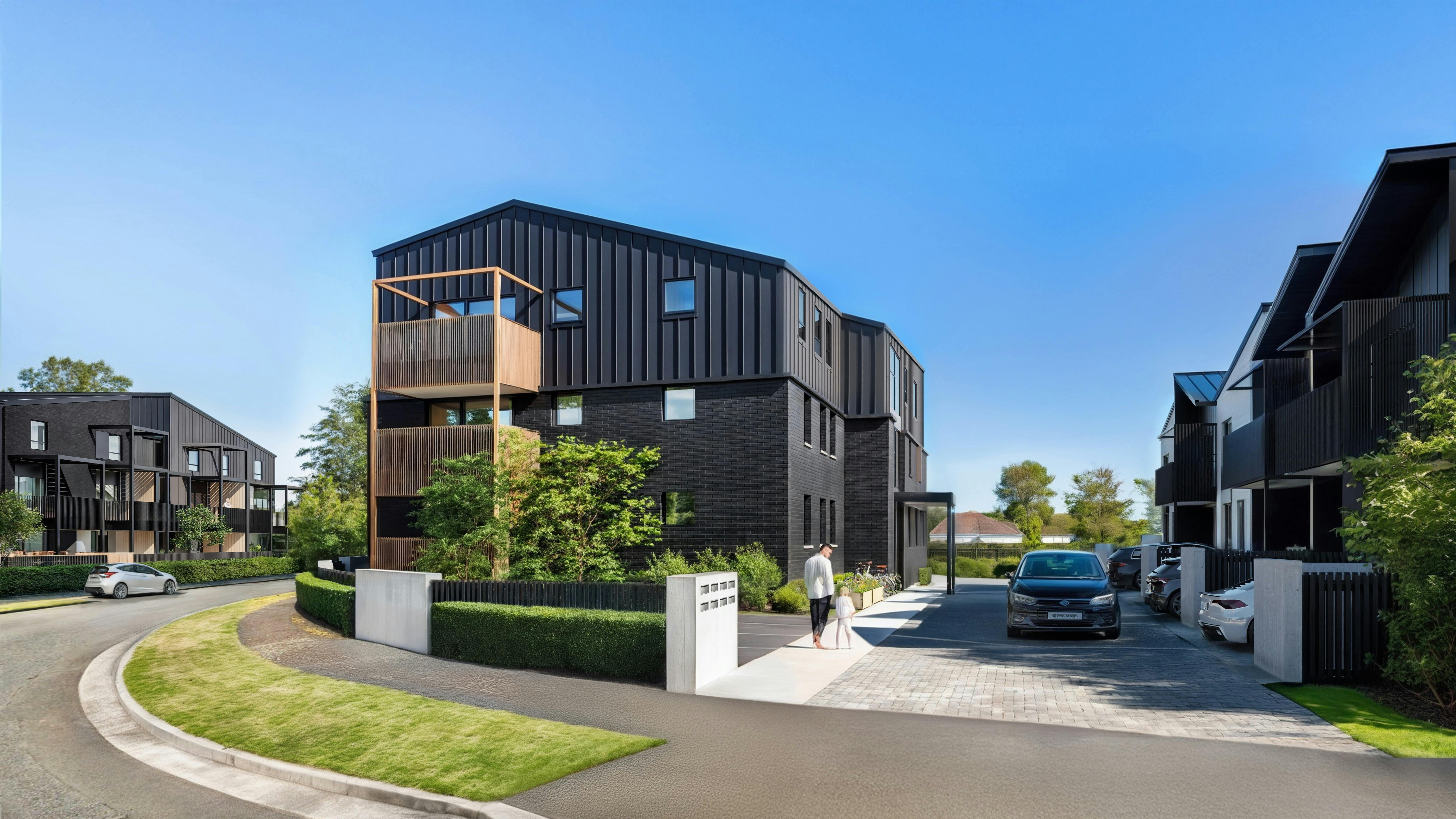 River Block Project Medium Density Housing Construkt Architects Auckland Corner View