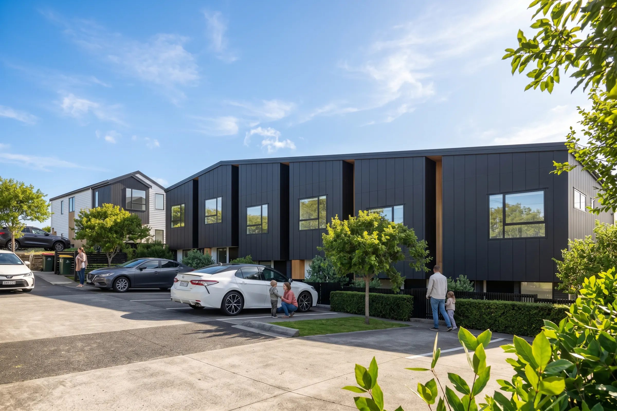 Roskill South Terraces Modern Terraces Construkt Architects Auckland Parking