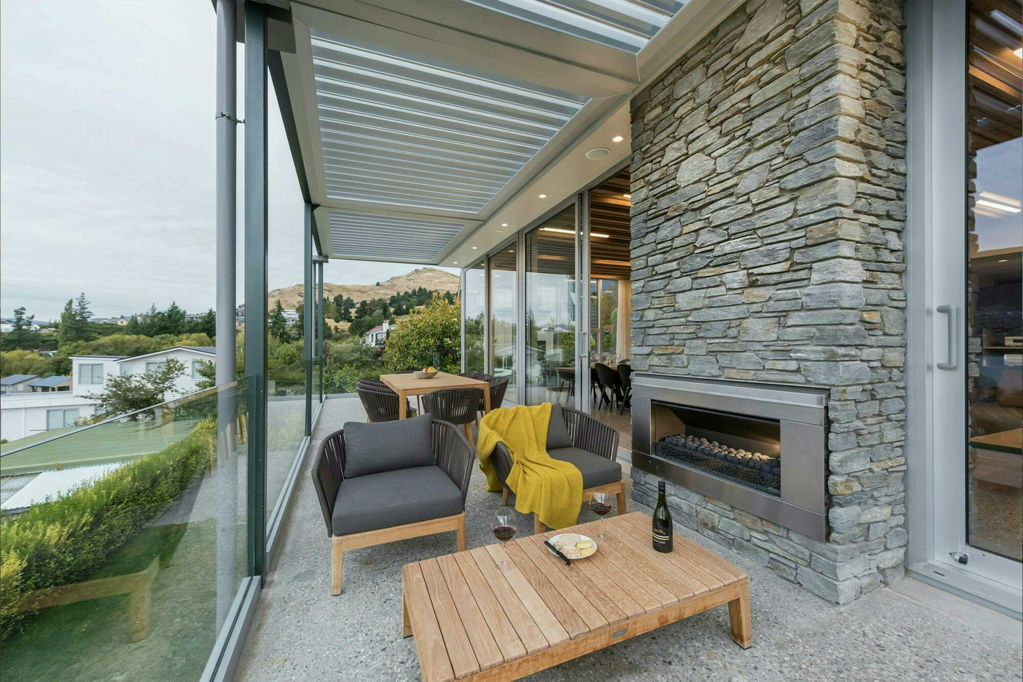 Shimmerlake Queenstown Home Construkt Architects Auckland Balcony fireplace
