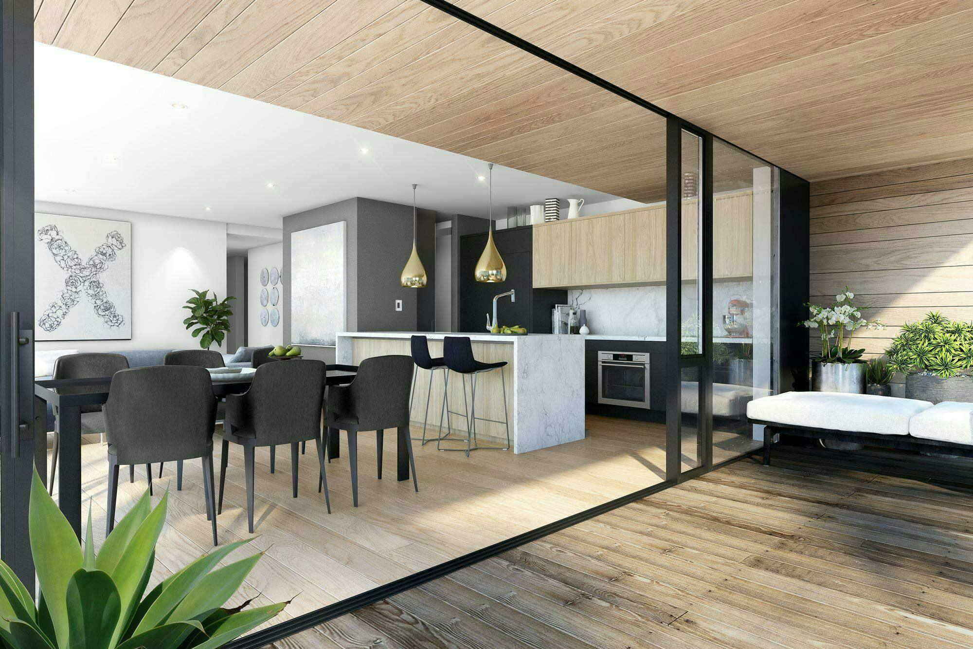 Summer Gardens Apartments Modern Apartments Construkt Apartments Auckland Kitchen and Deck