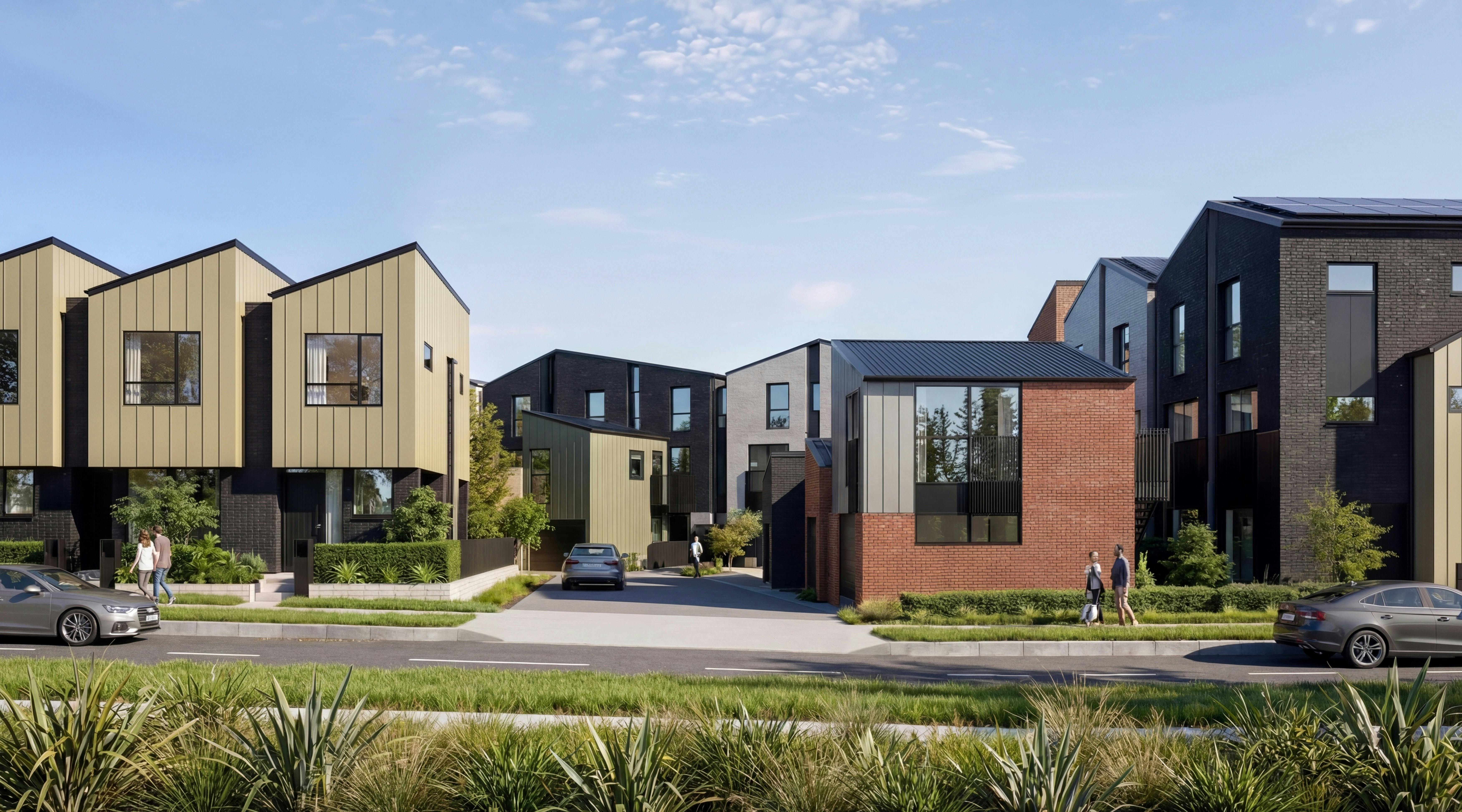 Te Awa Lakes Modern Apartments Construkt Architects Auckland Driveway