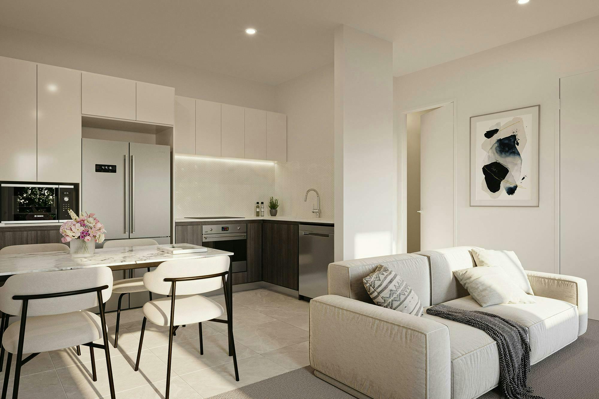 Tonar Apartments Modern Apartments Construkt Architects Auckland Kitchen Dining and Living