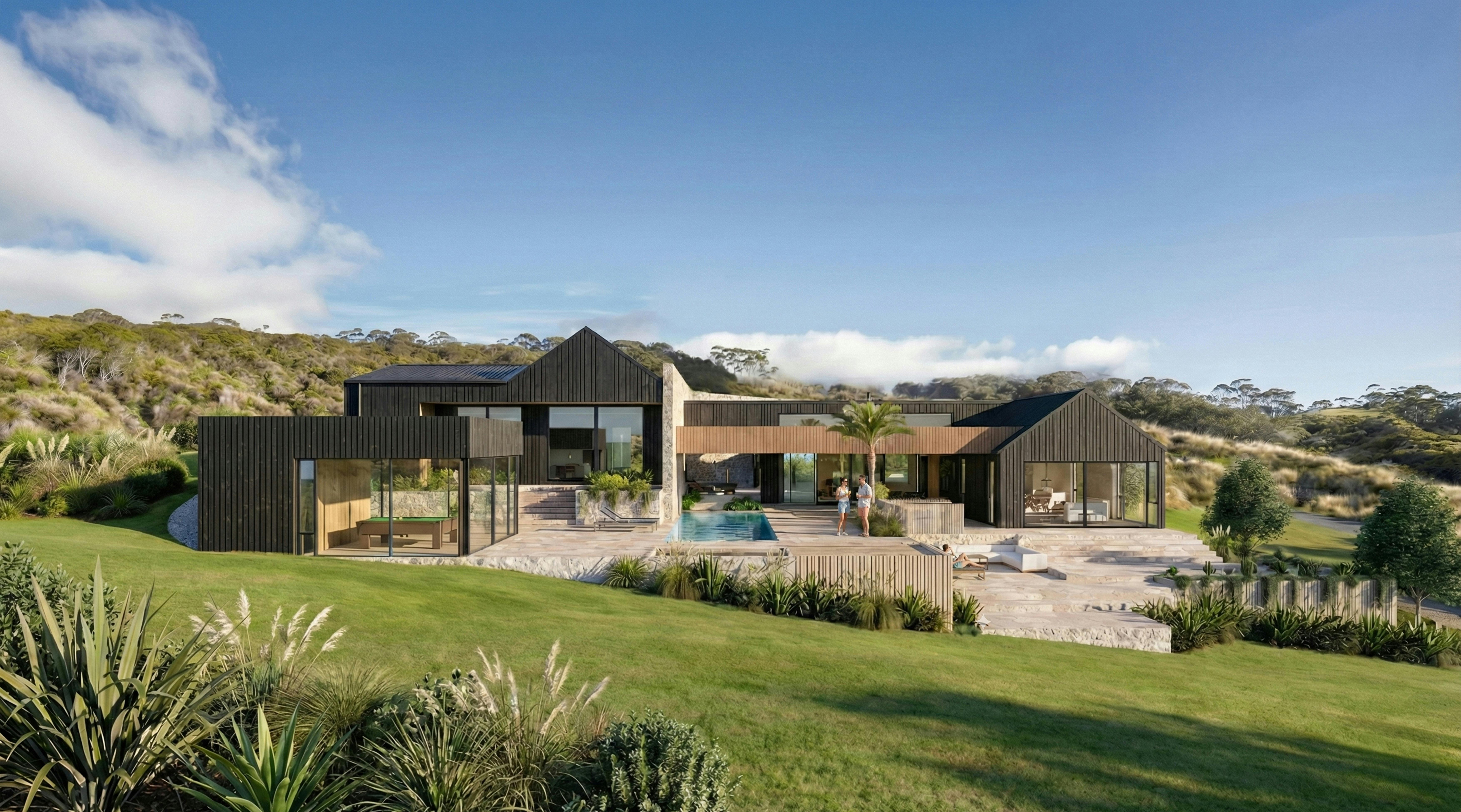 Waikopua Lot 12 Driveway Exterior Construkt Architects full