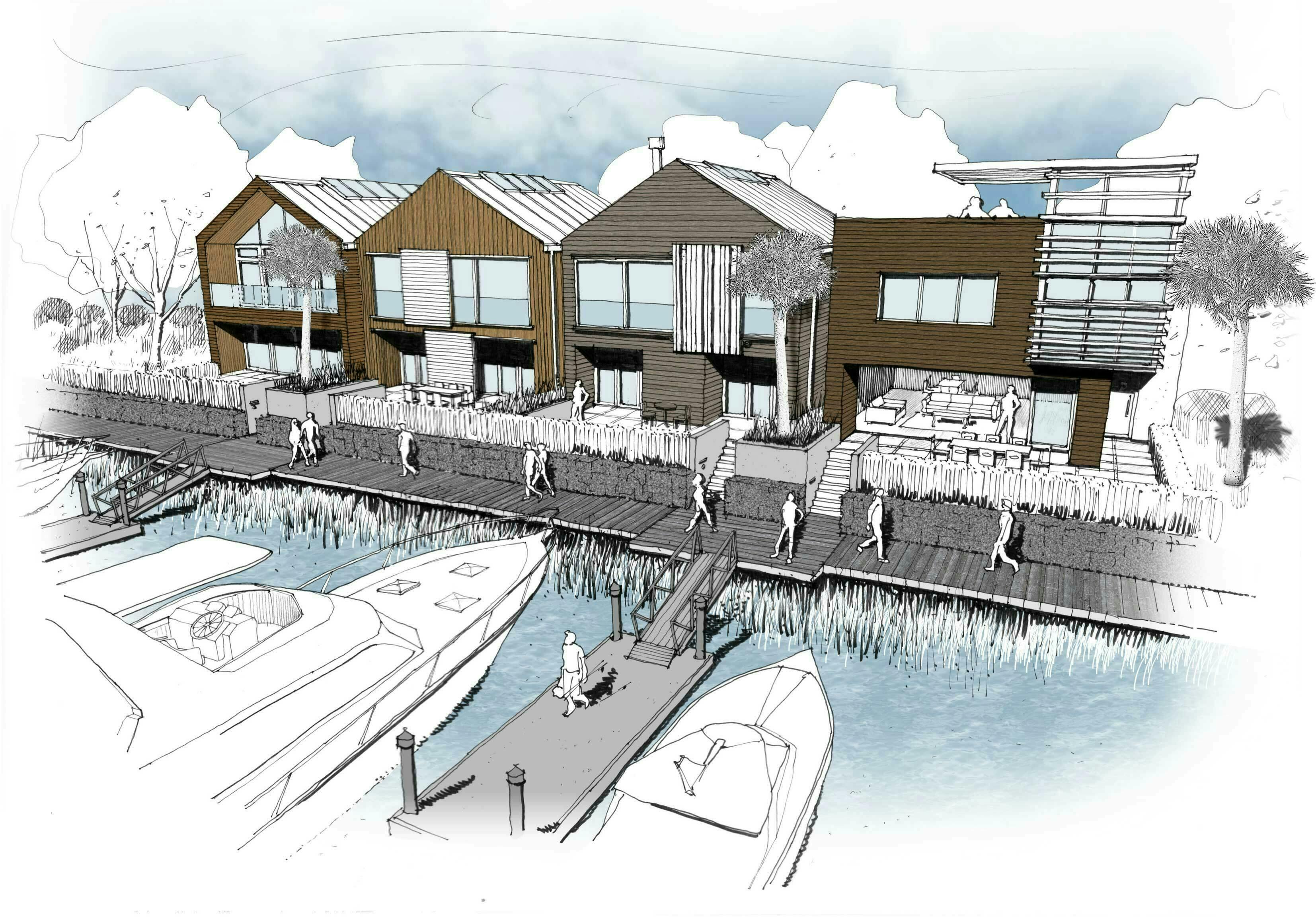 Wairoa River Maritime Village Masterplanning Construkt Architects Auckland Concept Sketch 2