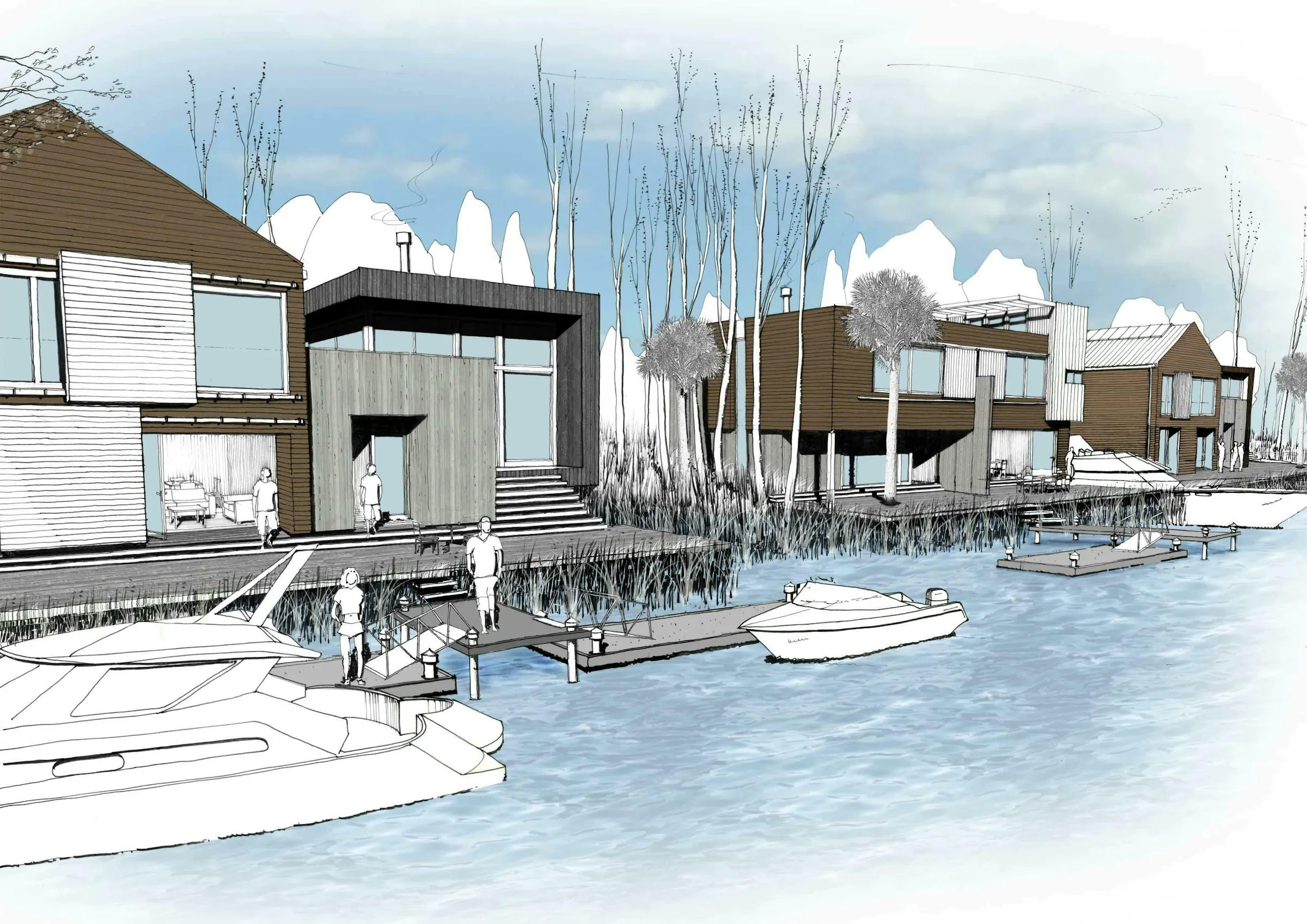 Wairoa River Maritime Village Masterplanning Construkt Architects Auckland Concept Sketch 3